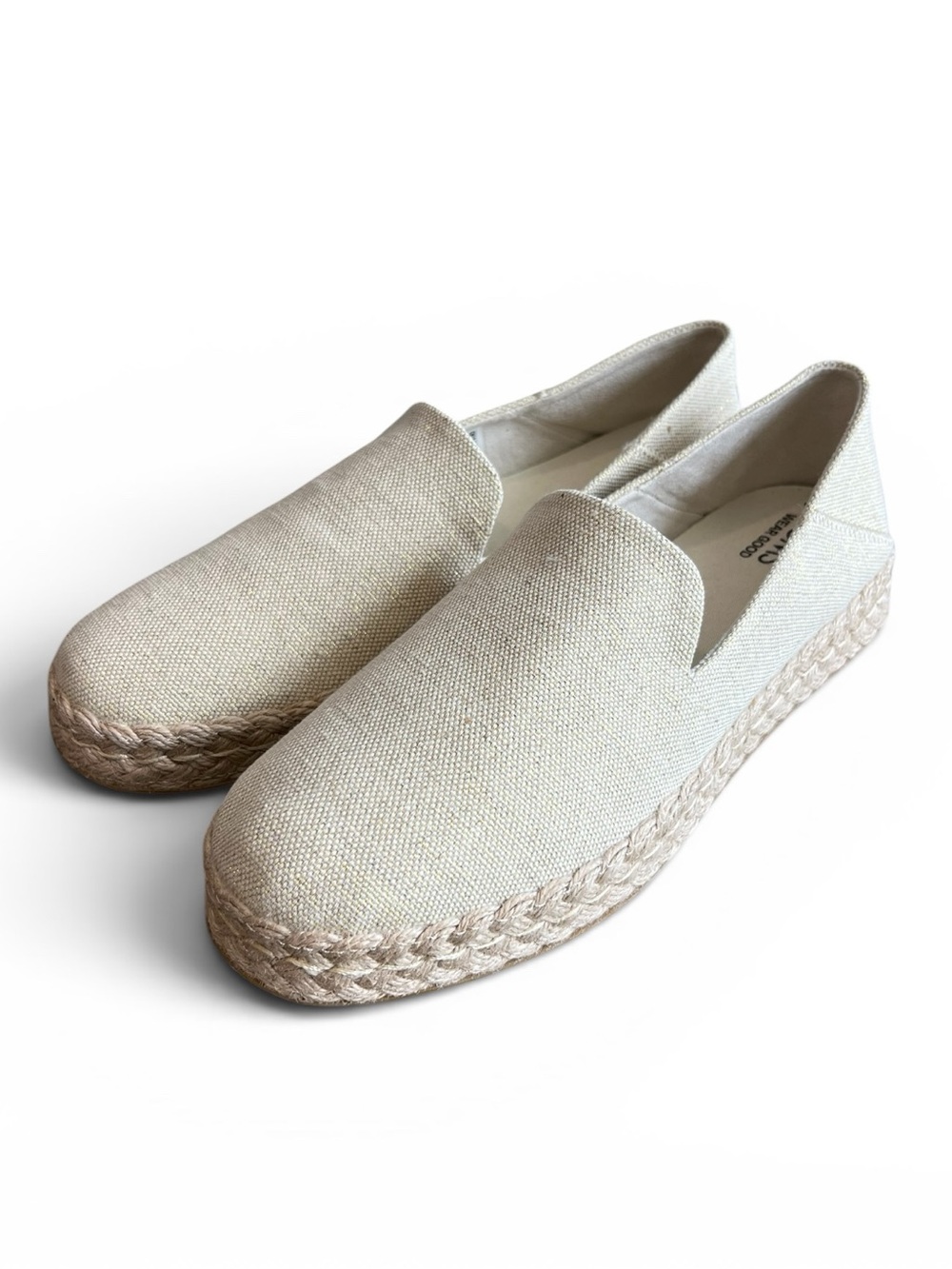 TOMS NWOB Alison Espadrille Slip-On Shoes Natural Beige Gold Size 10 NWOT